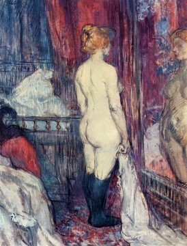 アンリ・ド・トゥールーズ・ロートレック Painting - 鏡の前に立つ裸婦 1897年 トゥールーズ ロートレック アンリ・ド